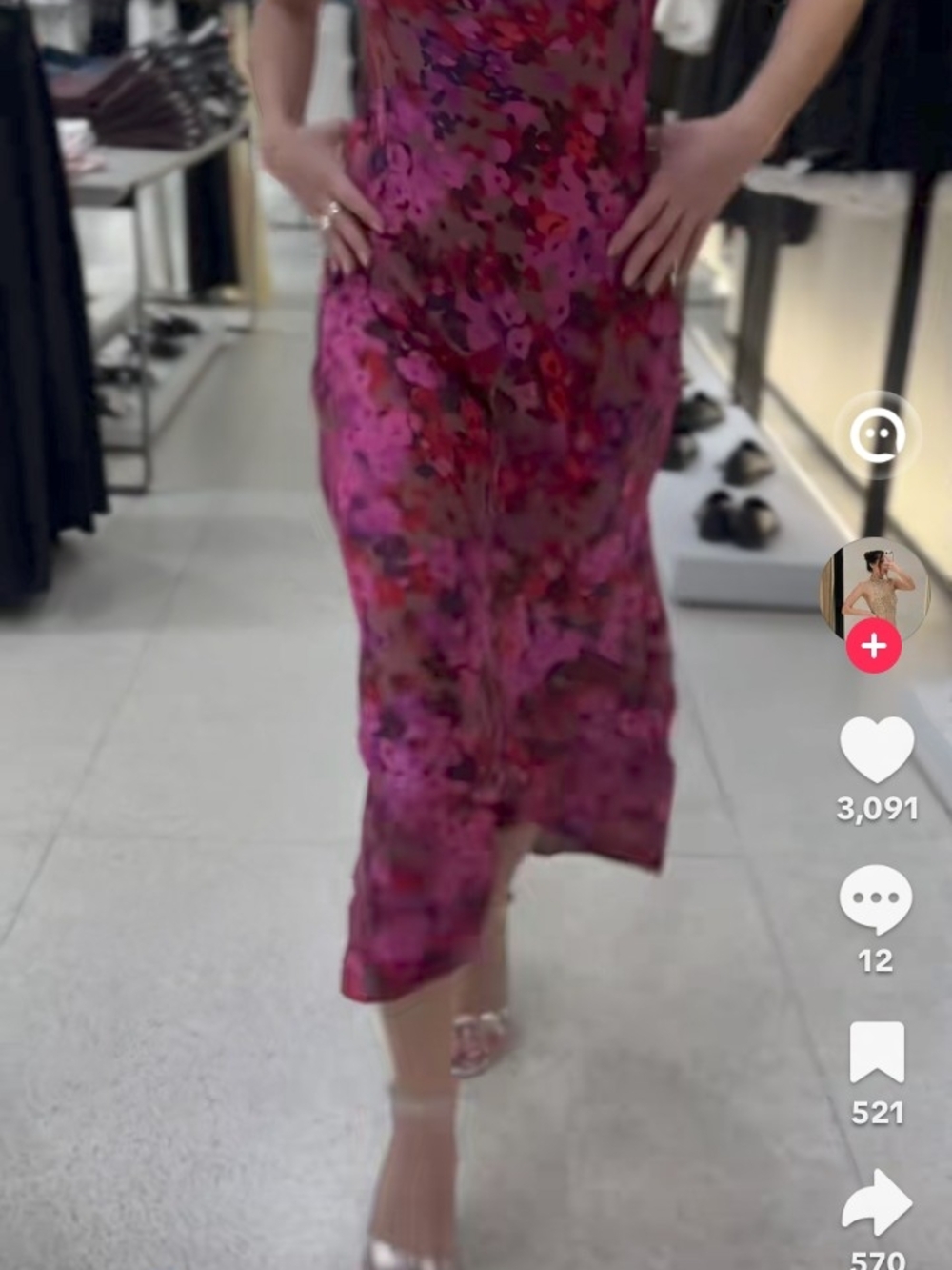 Zara Hot Pink Floral Backless Maxi Dress - Picture 5 of 6